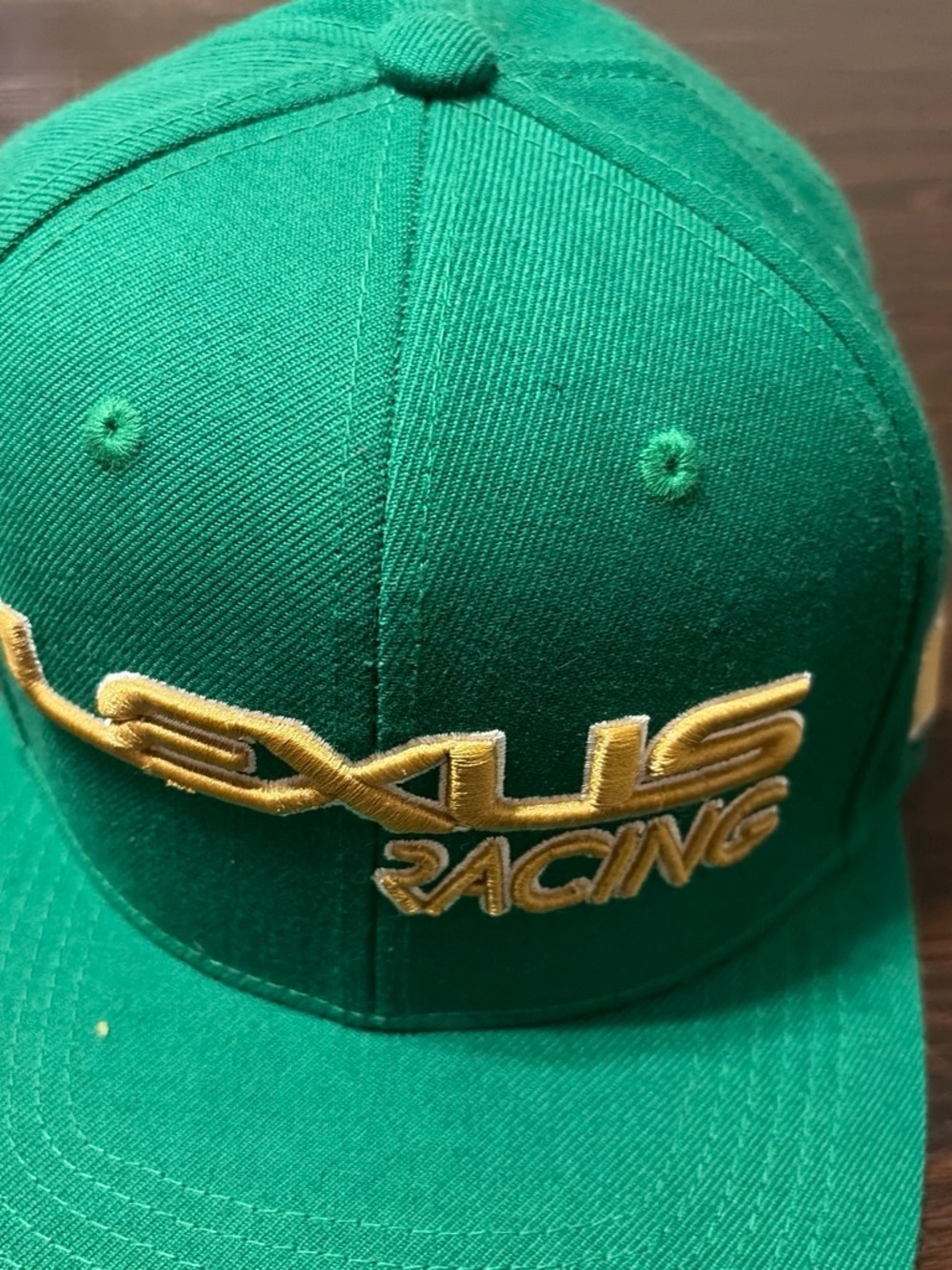 Oculus Green Snapback Hat with Gold Embroidered Logo